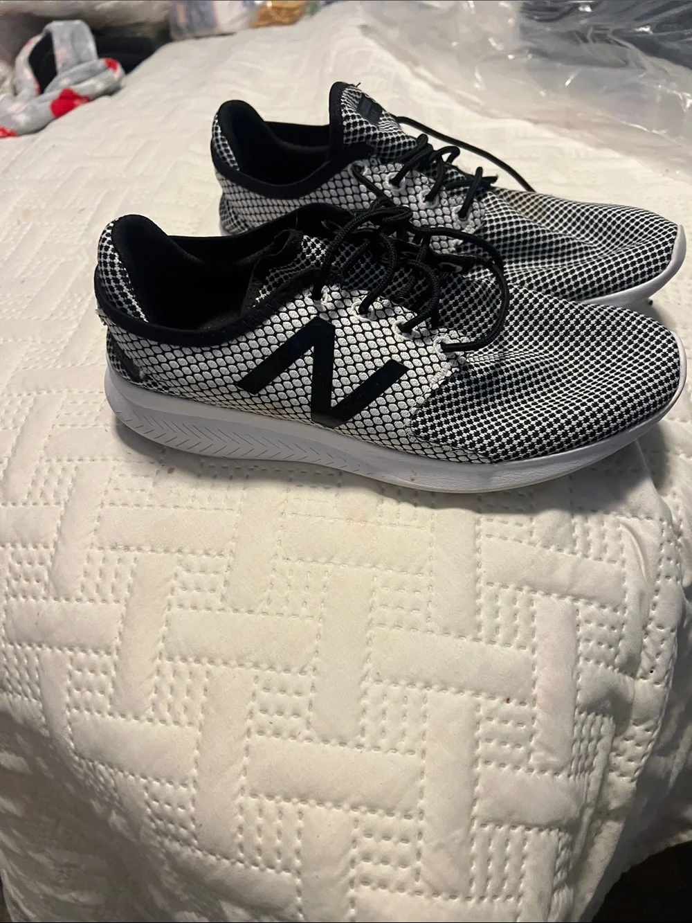 New Balance Black & White Mesh Running Sneakers